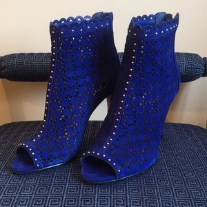 Marc Fisher Blue Suede Heeled Boots